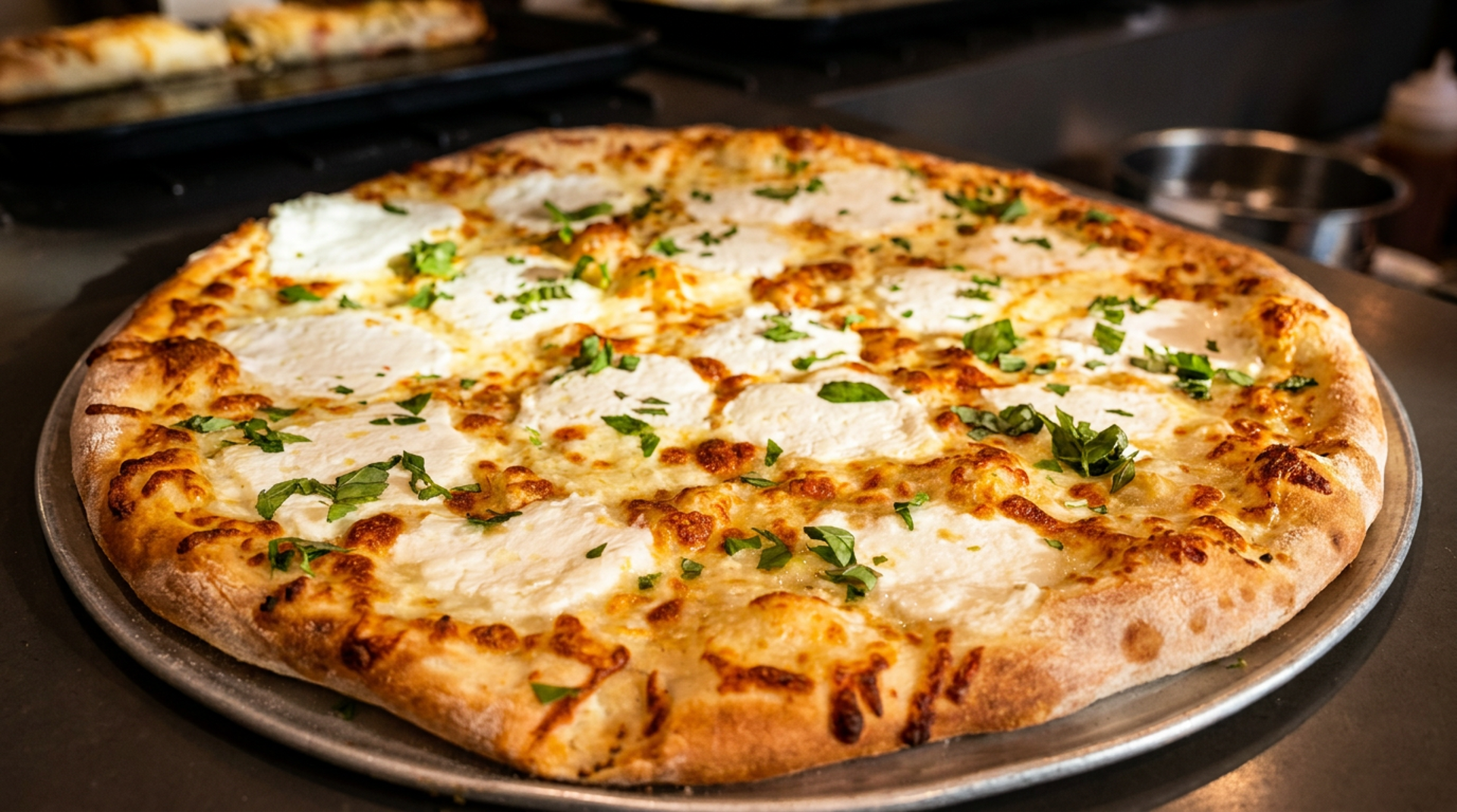 Hand-tossed dough. Whole milk mozzarella.